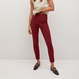 Maroon Cotton leggings with pleat detail